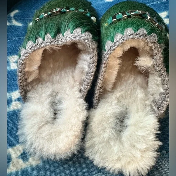 Mou Mou Sheepskin Fur Slide Slippers - Picture 2 of 5